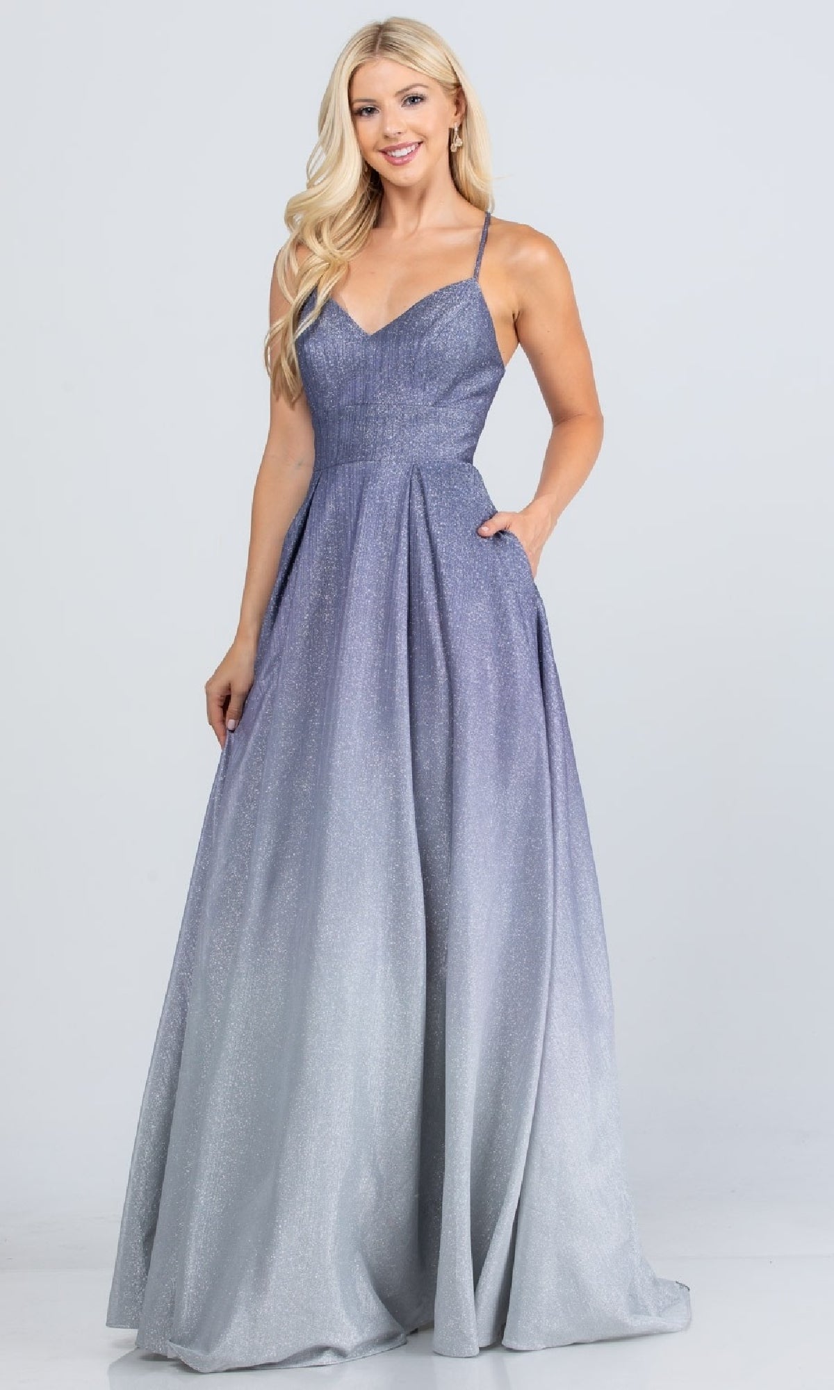 Ombre Long A-Line Glitter Prom Dress 25786