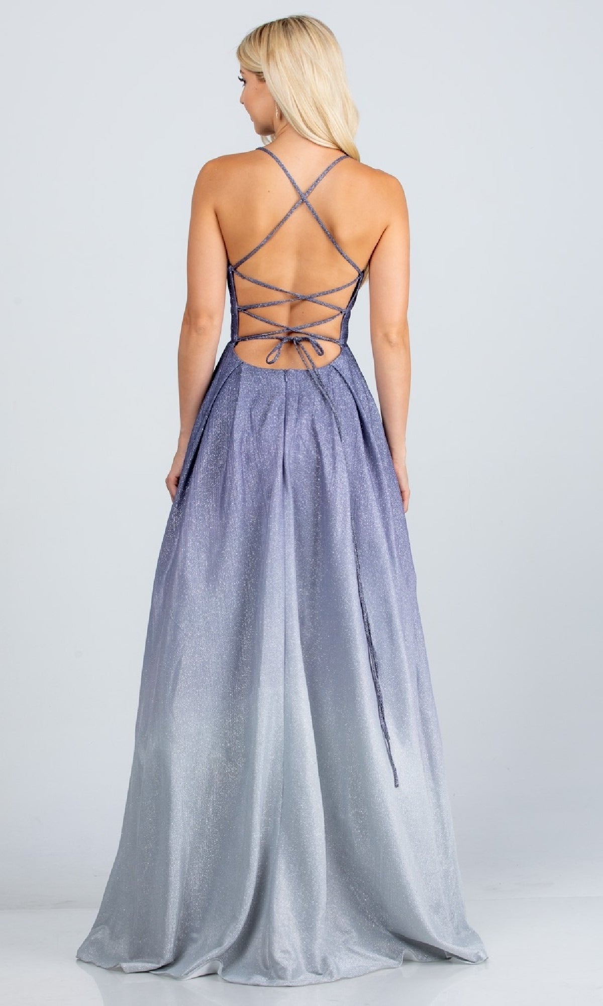 Ombre Long A-Line Glitter Prom Dress 25786