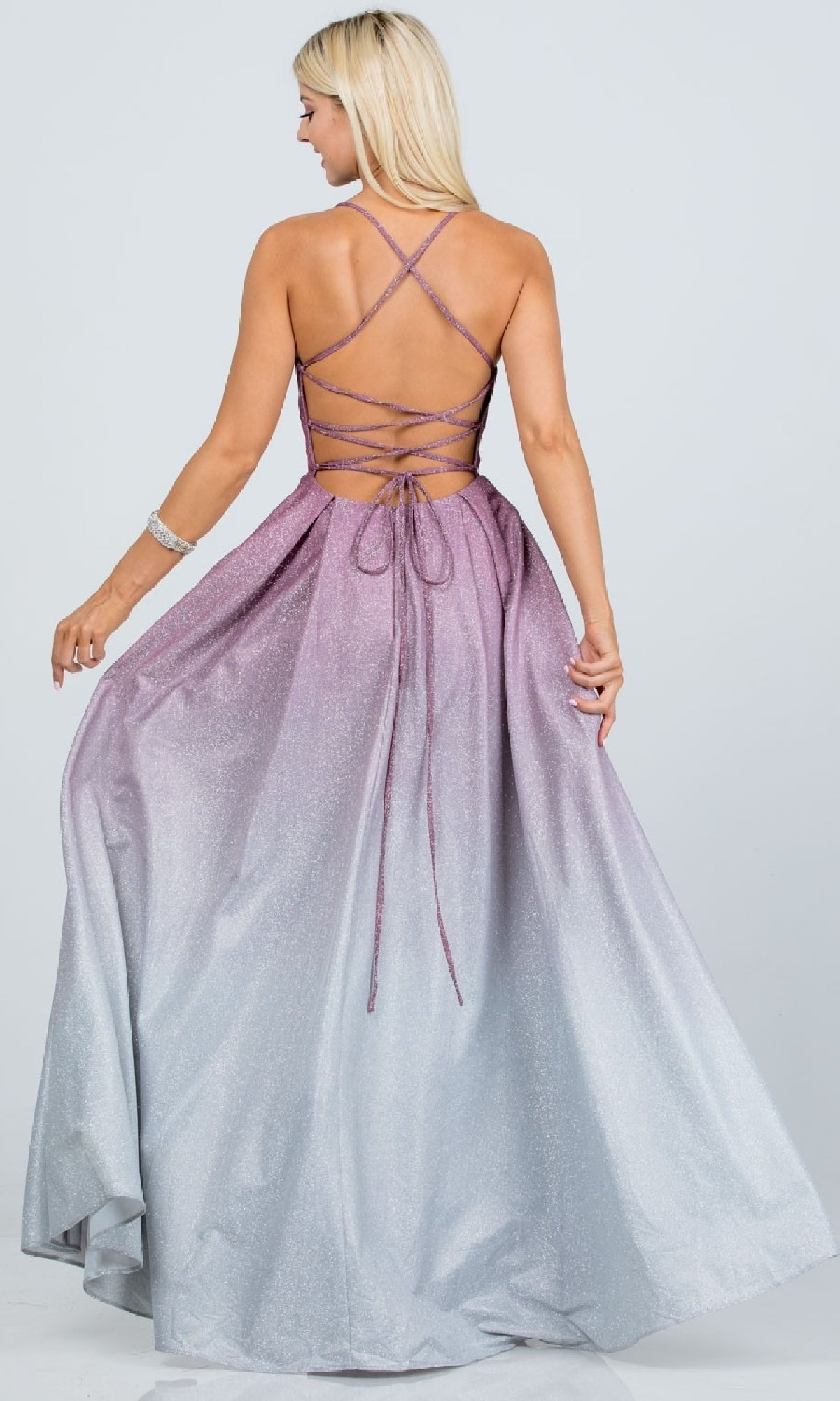 Ombre Long A-Line Glitter Prom Dress 25786