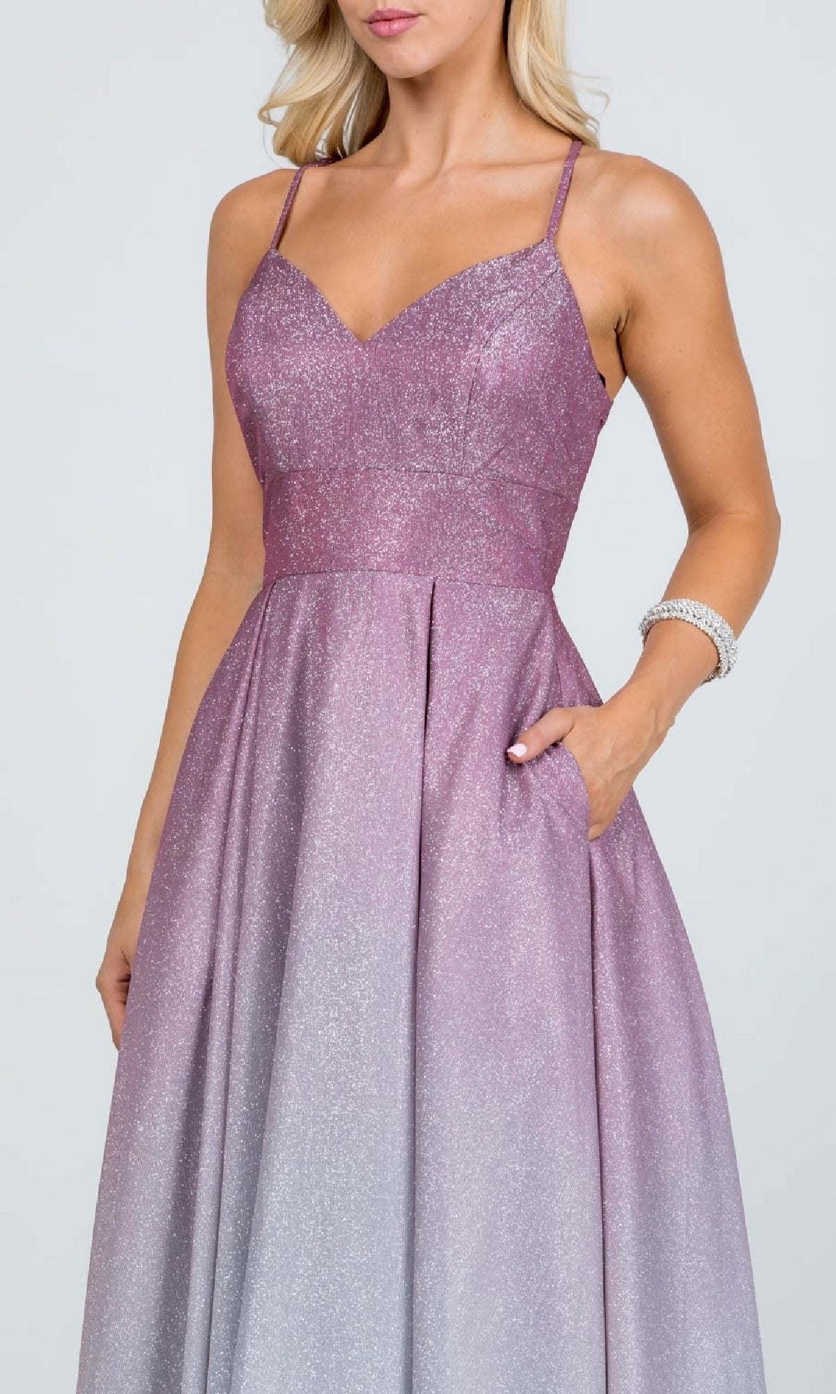 Ombre Long A-Line Glitter Prom Dress 25786