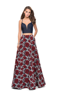 La Femme 25789 Two-Piece Rose-Print Prom Dress