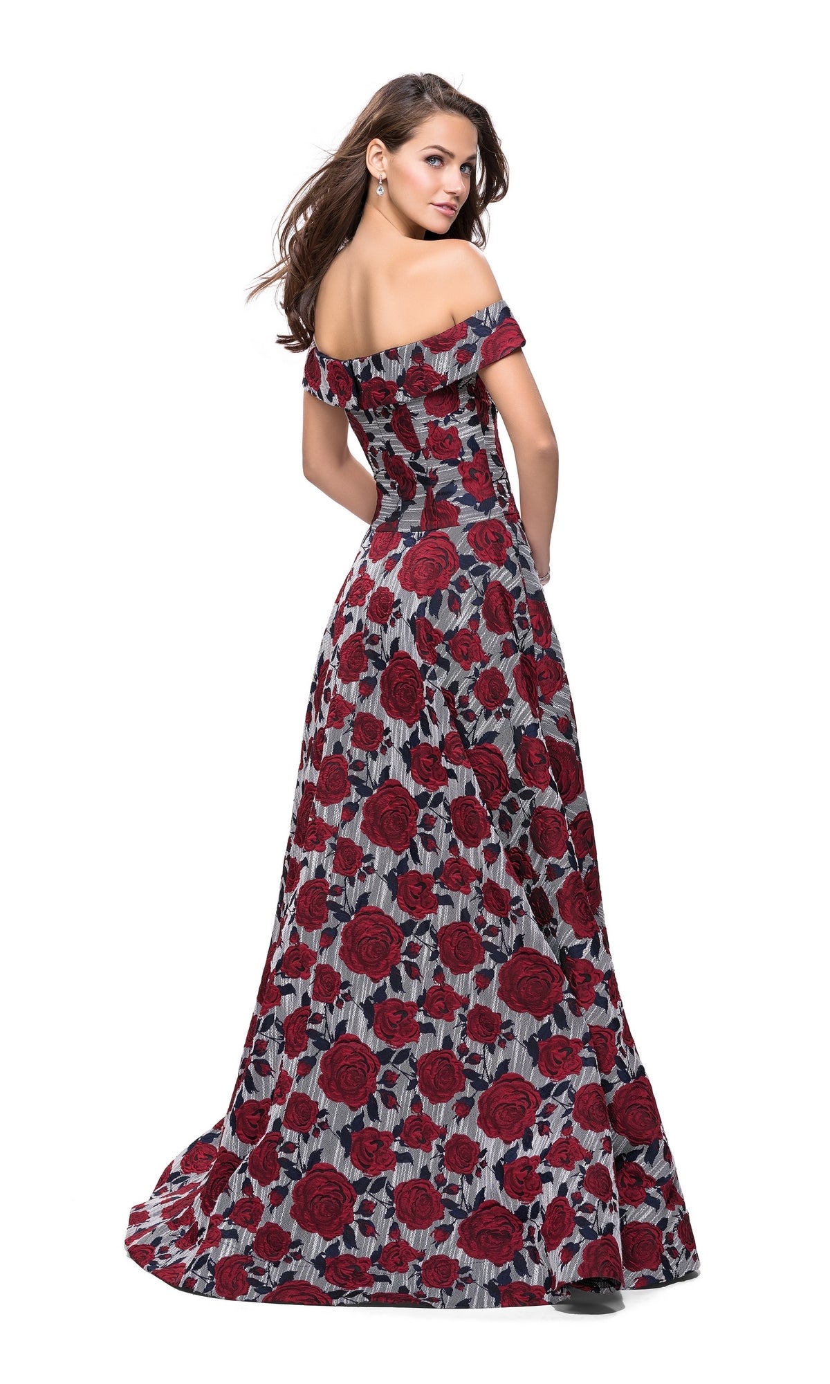 La Femme 25790 Rose-Print Prom Dress
