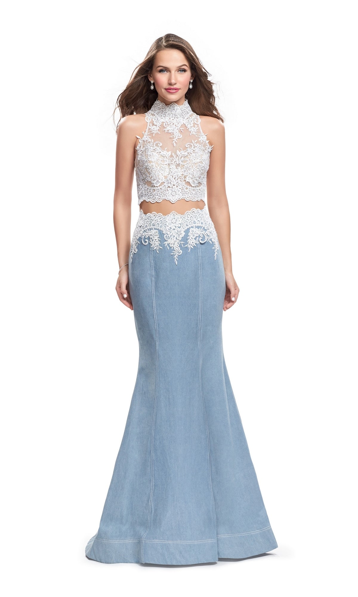 La Femme 25805 Two Piece Light Blue Prom Dress