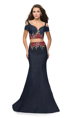 princess polly baby blue dress High Waist Two-piece Prom Dress In MIDNIGHT BLUE main image 1