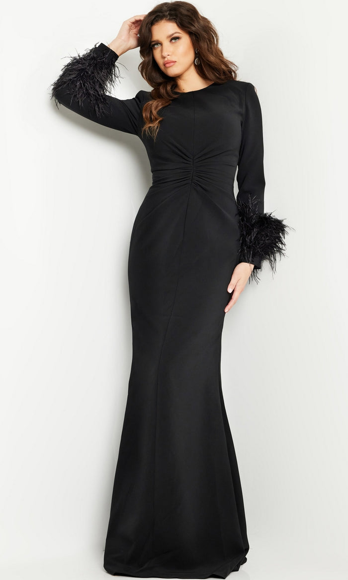 Jovani Long Sleeve Long Black Formal Dress 25898