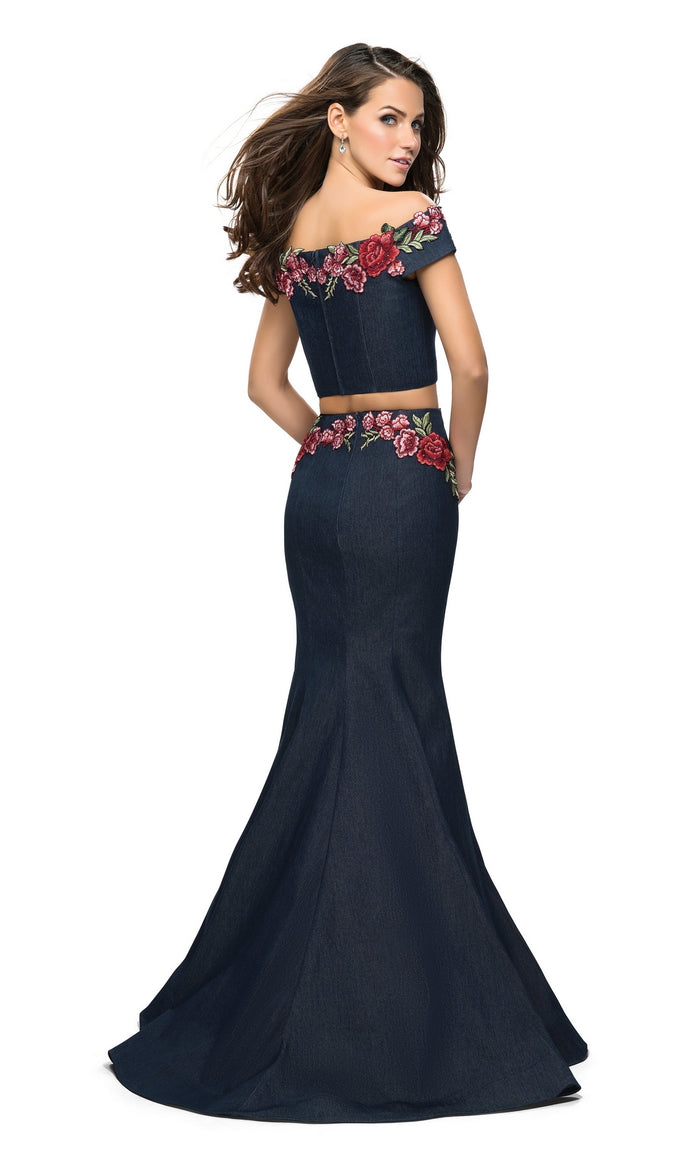 La Femme 25924 Two-Piece Navy Blue Prom Dress