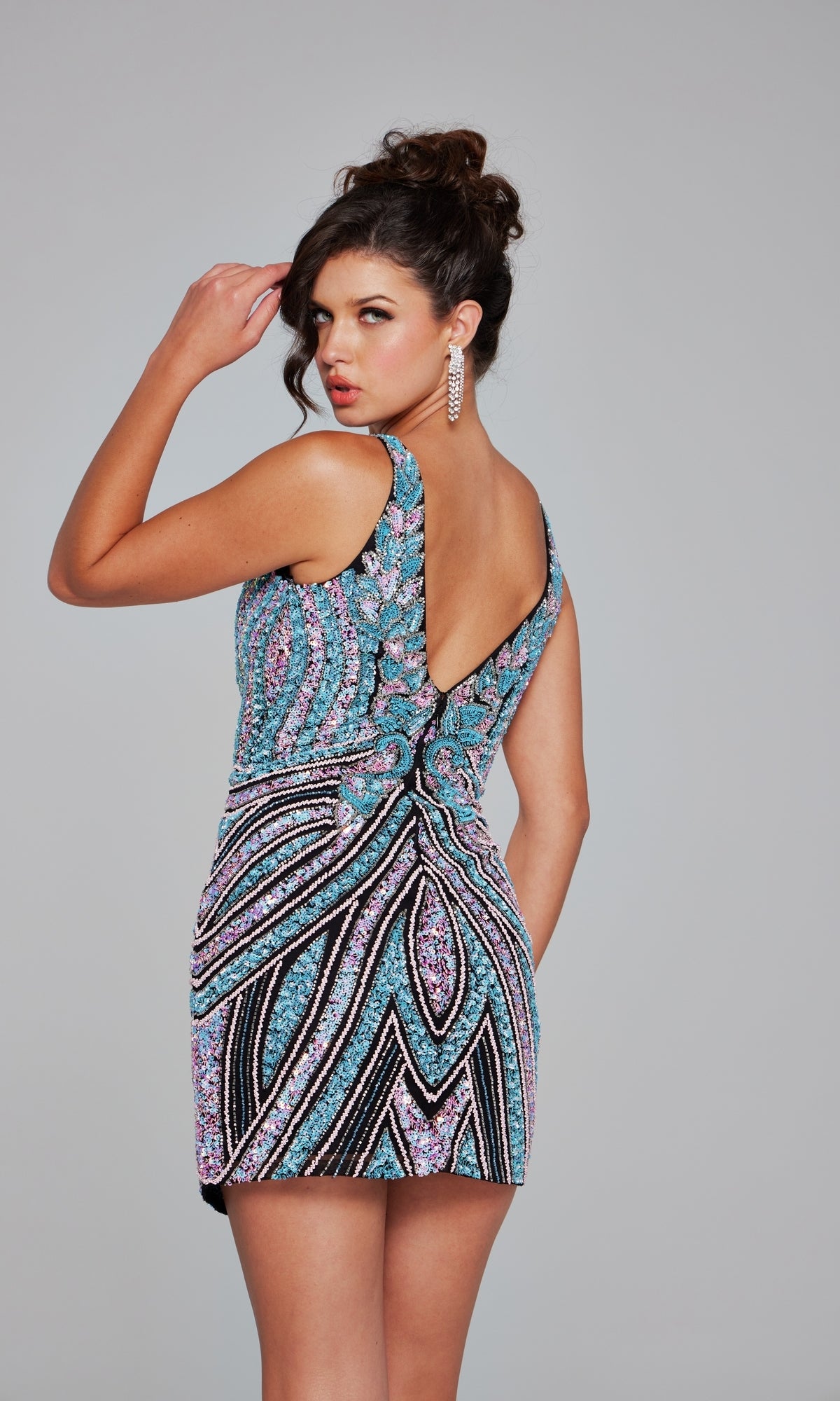Jovani Short Beaded V-Neck Homecoming Dress 25925