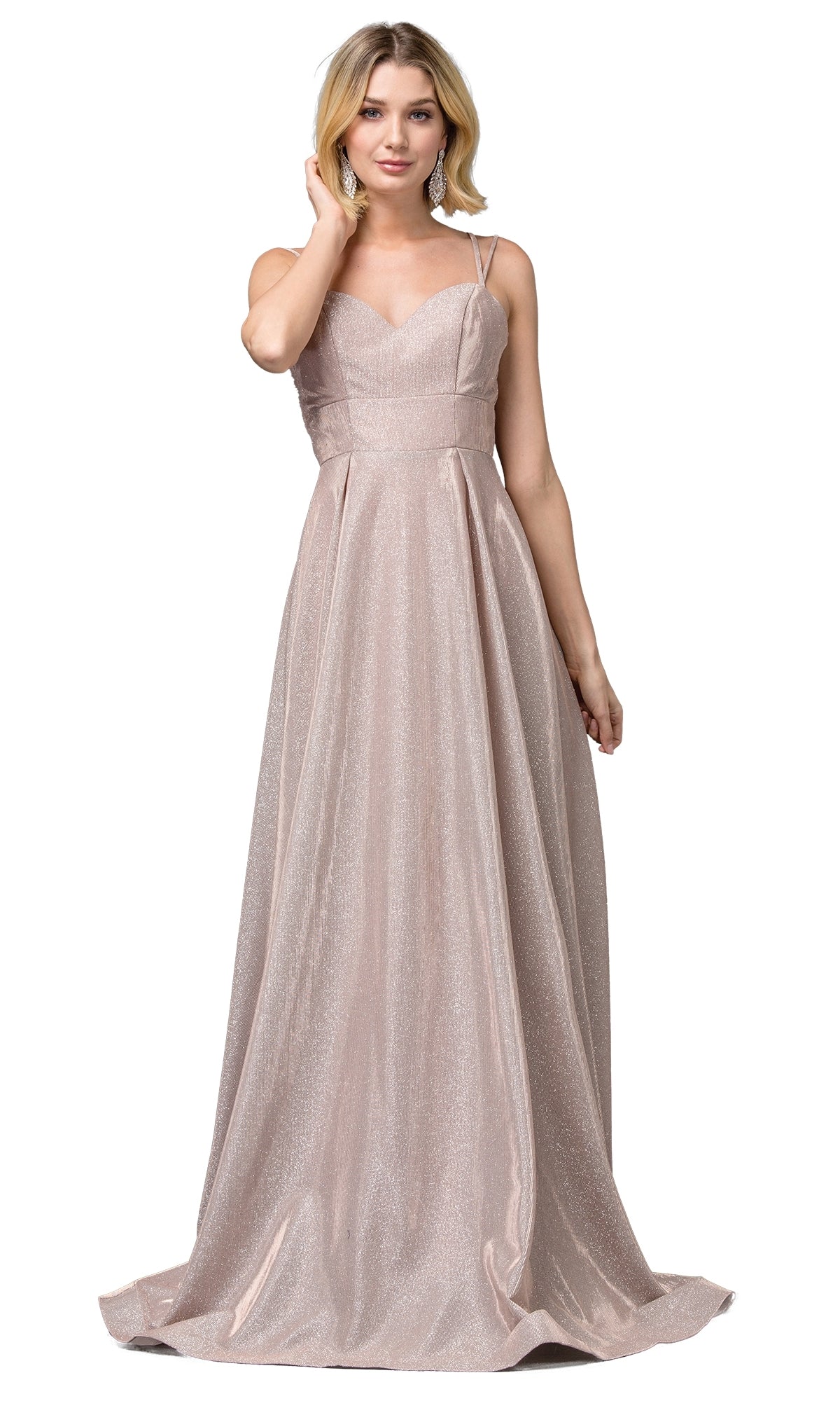Lace-Up Long Gold Glitter Prom Dress with Pockets– PromGirl