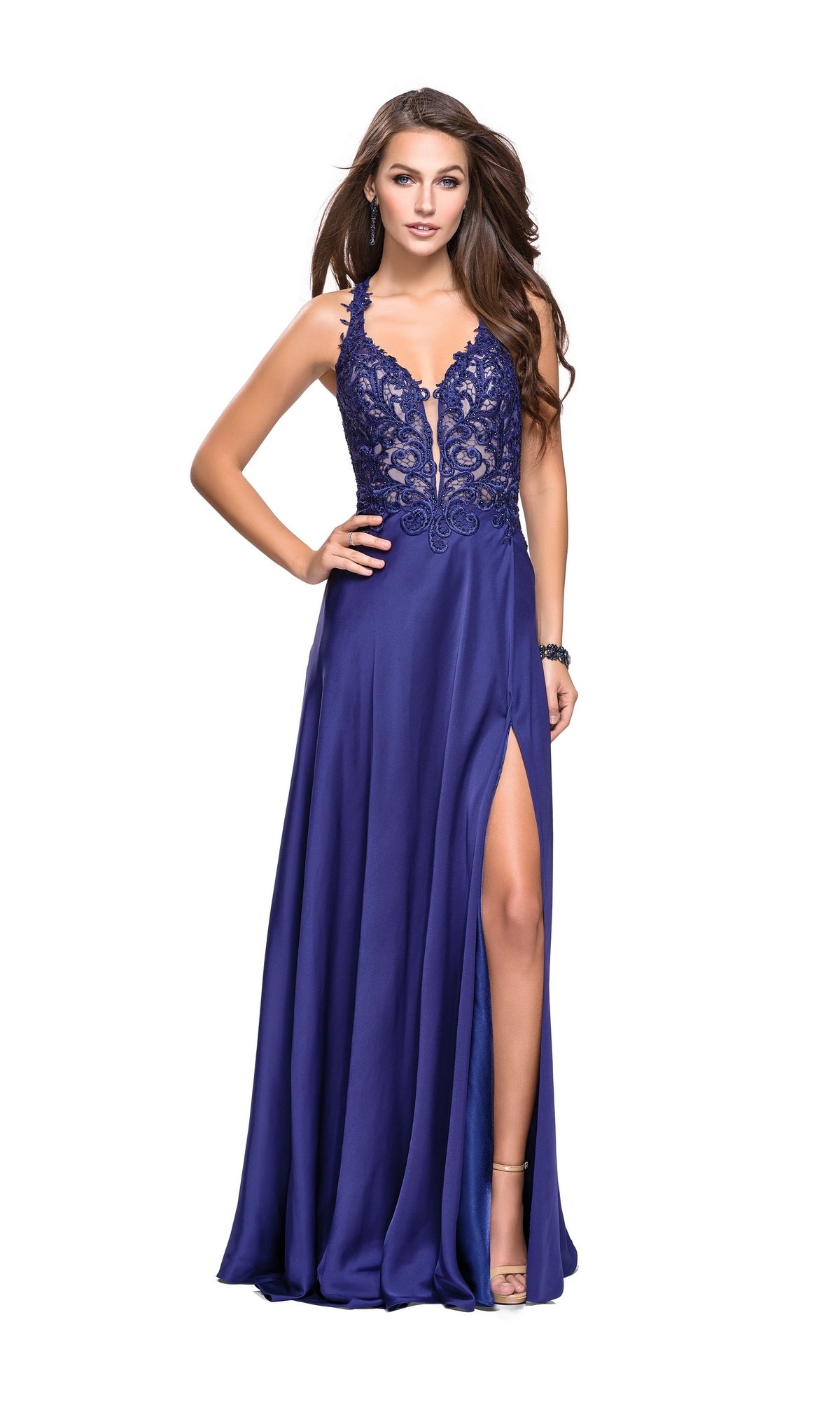 La Femme 26124 Dark Blue Long Prom Dress