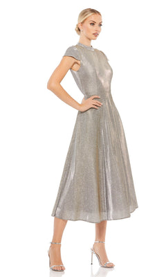 silver grey dresses for wedding guest Mac Duggal 26151 Knee Length Wedding Guest Dress– PromGirl