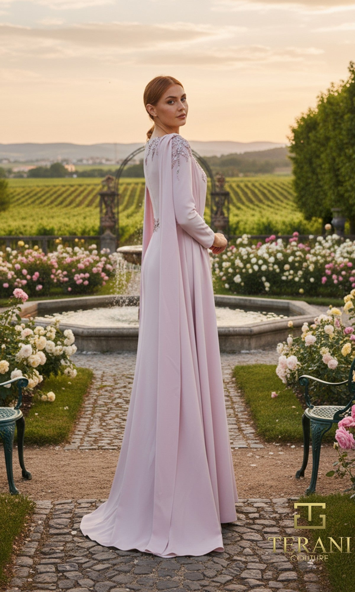 spring formal maxi dress Terani 261M6465 Long Formal Dress Pink Tulip / 16