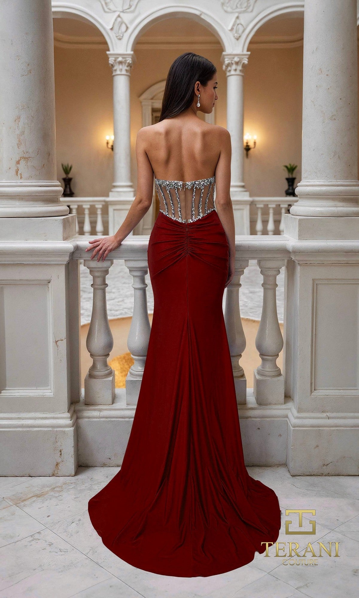 Terani 261P6115 Long Formal Dress Denim / 2 Terani 261P6115 Long Formal Dress Denim / 2