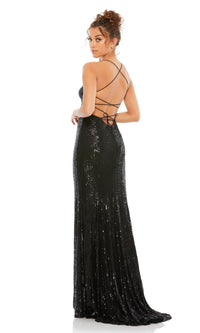 Strappy-Back Long Sequin Black Prom Dress 26269