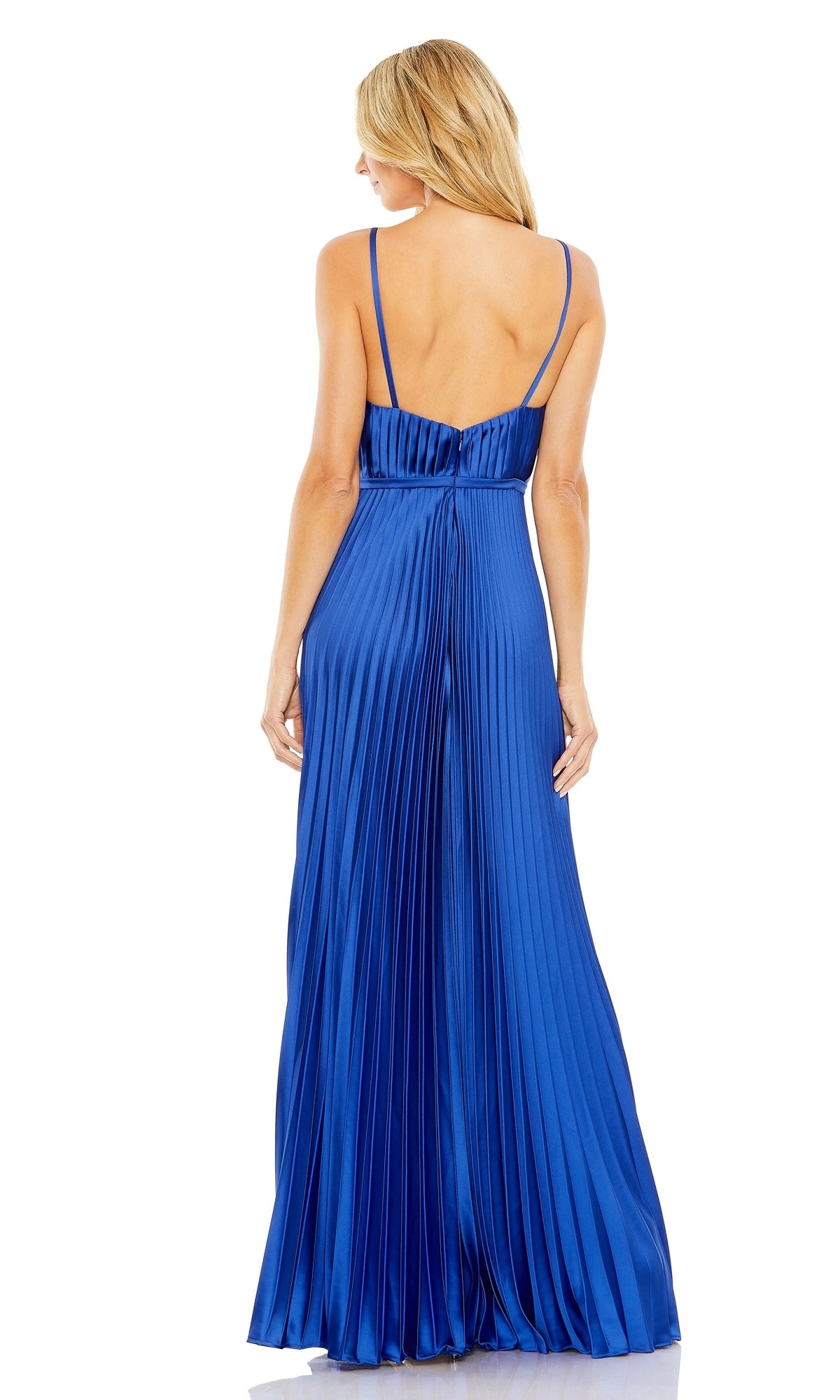 knee length dresses for ladies Mac Duggal Pleated Plunge Neck Wide Leg Jumpsuit