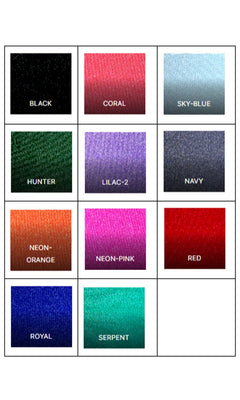 A chart shows fabric swatches for the Strapless Prom Dress with Bow: Jessica Angel 2645 in black, coral, sky-blue, hunter, lilac-2, navy, neon-orange, neon-pink, red, royal, and serpent—ideal ruched prom dress shades. Two swatches are blank.