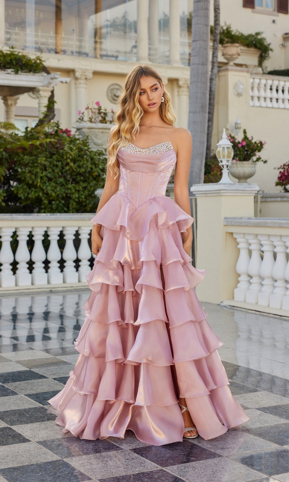 open lace back dress Rose Pink Strapless Corset Ball Gown – Rosies Closet