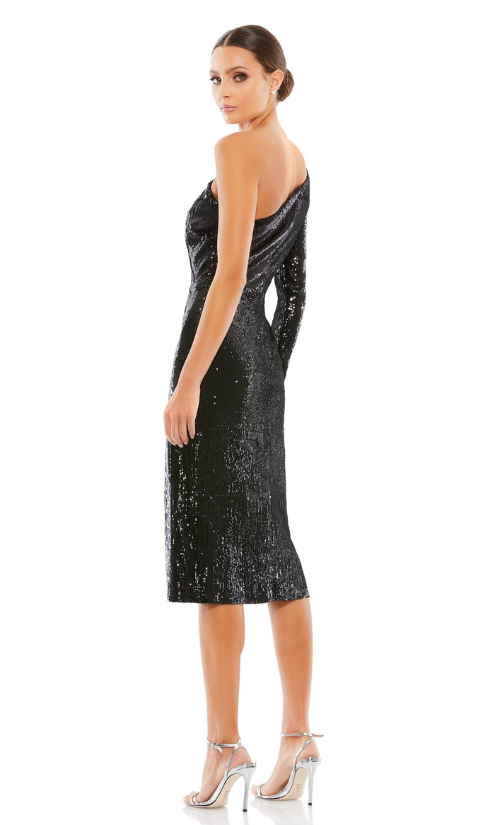 Mac Duggal One-Sleeve Black Sequin Party Dress 26688