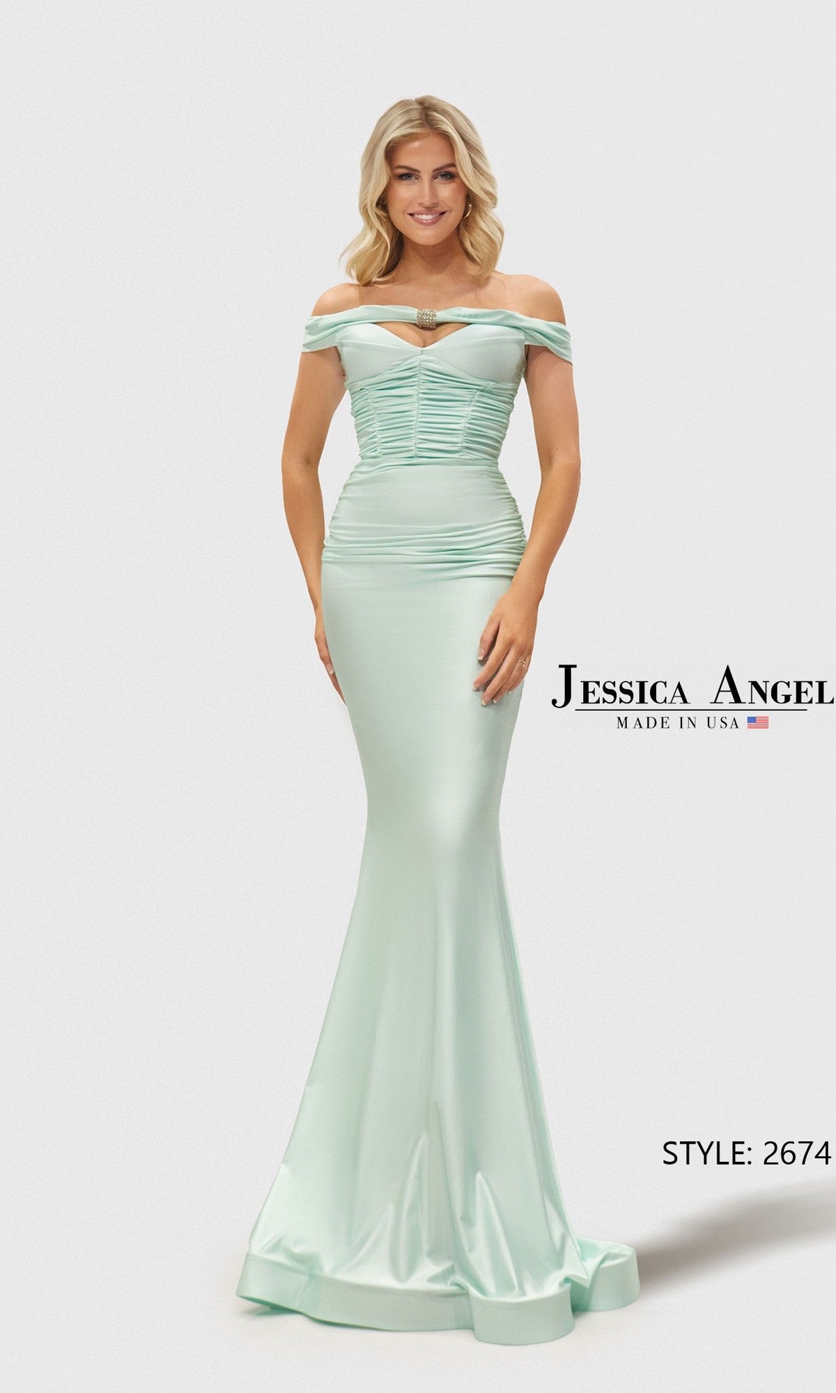 mermaid without dress Off-Shoulder Long Mermaid Prom Dress with Ruching Neon Orange / Small