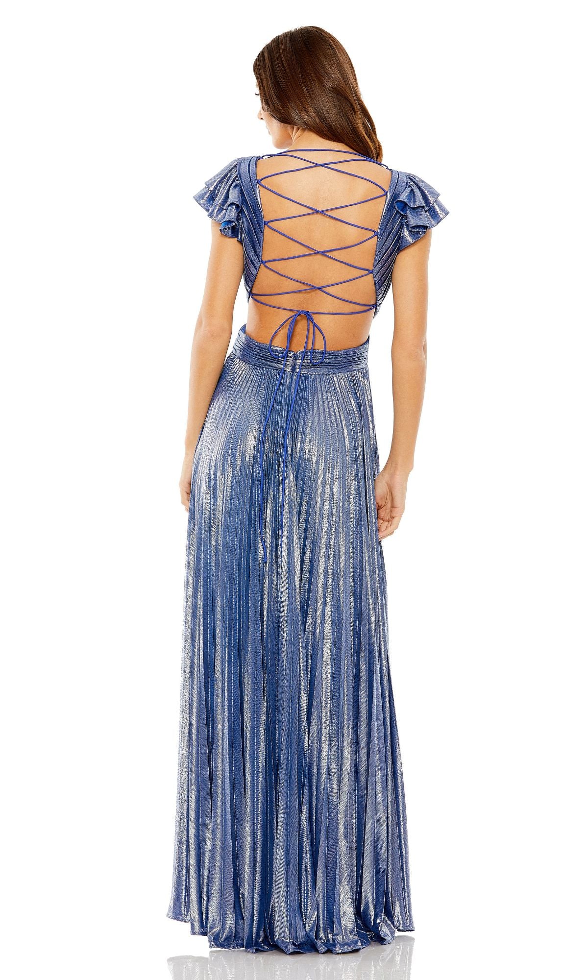 Short-Sleeve Pleat Evening Gown: Mac Duggal 27166