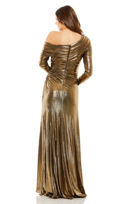 Mac Duggal Long Sleeve Off the Shoulder Metallic Gown