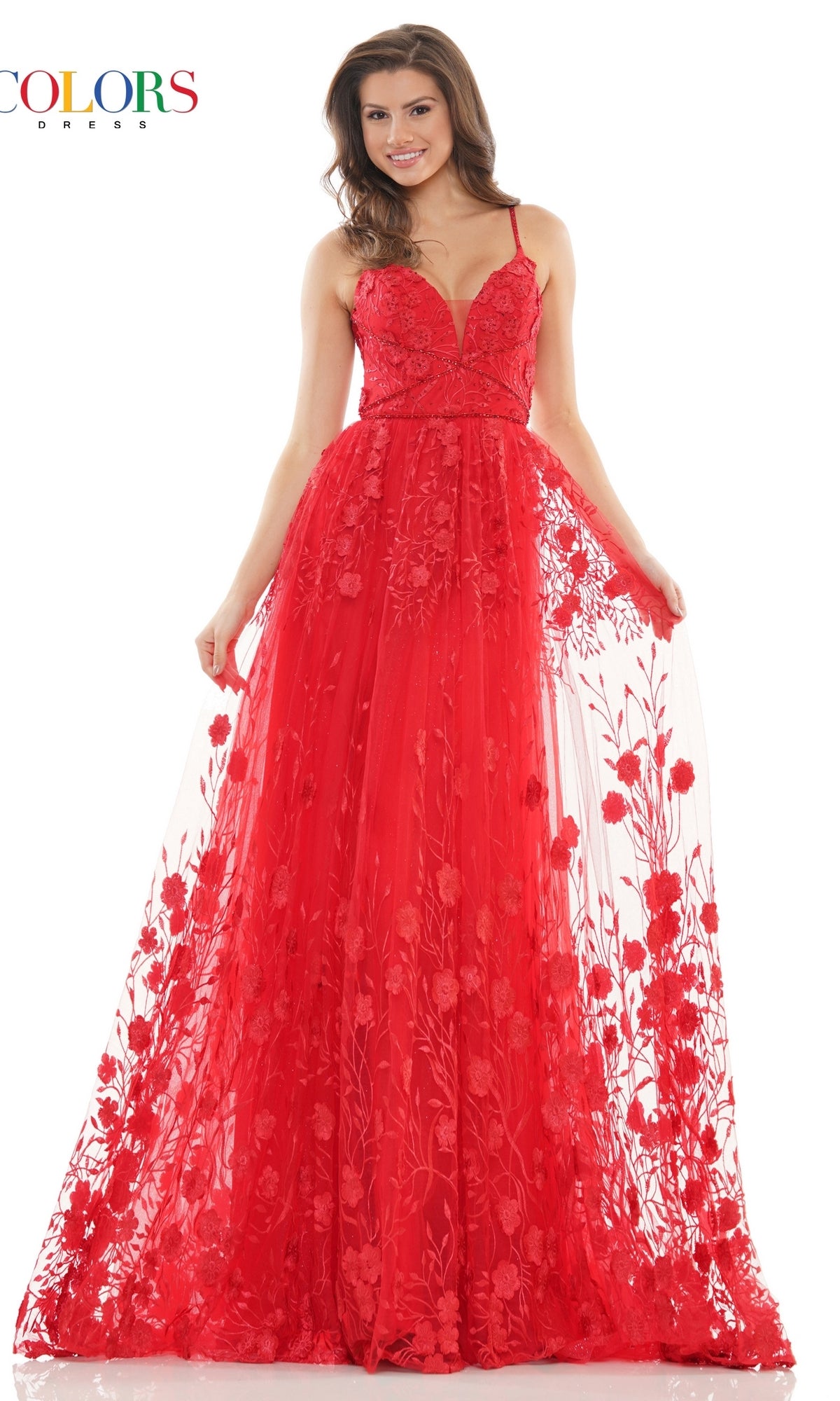 Long Embroidered-Tulle A-Line Prom Dress 2726
