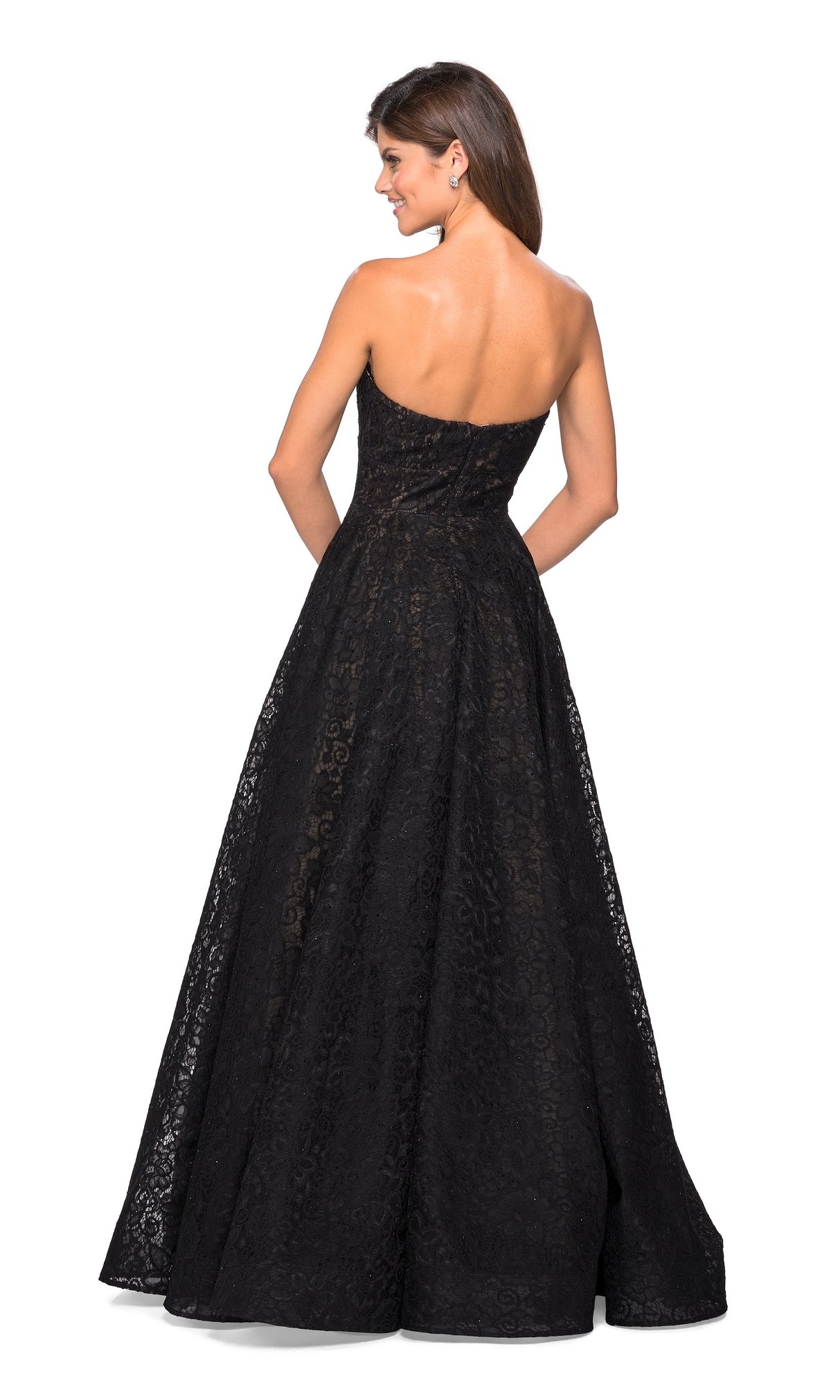 La Femme Strapless Lace Formal Prom Ball Gown 27284