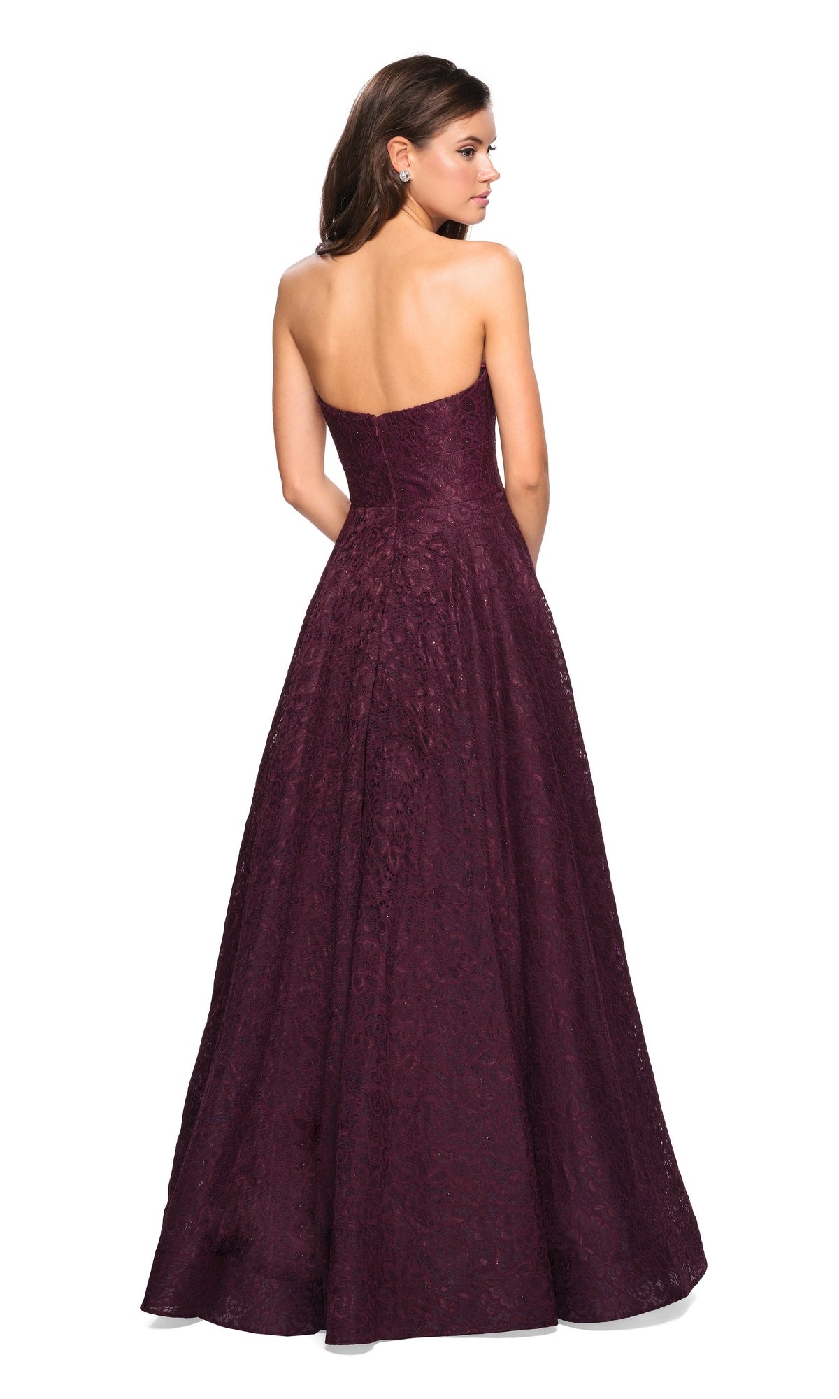 La Femme Strapless Lace Formal Prom Ball Gown 27284