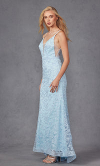 Embroidered-Lace Long Beaded Prom Dress 272