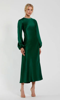 Mac Duggal Women's High Neck Long Sleeve Crystal Detail Dress - Green - Size 6 - Emerald Mac Duggal Women's High Neck Long Sleeve Crystal Detail Dress - Green - Size 6 - Emerald