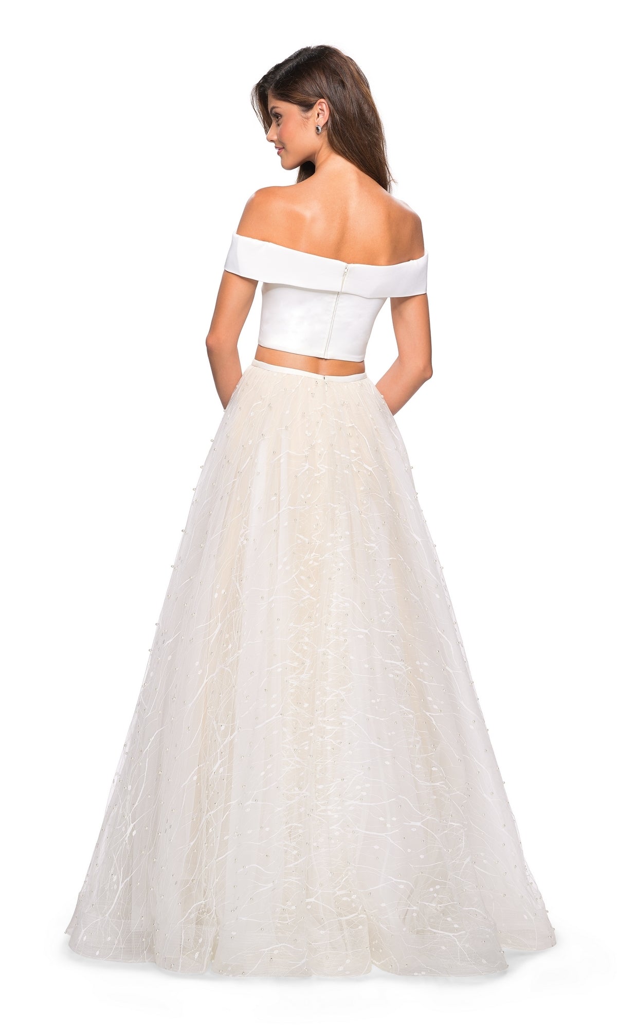 Two-Piece White Prom Dress: La Femme 27478