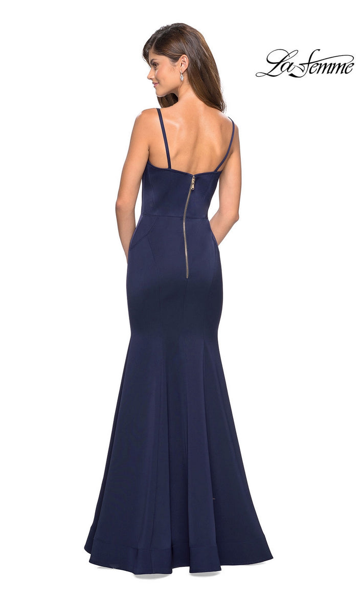 La Femme Square-Neck Simple Long Prom Dress 27524
