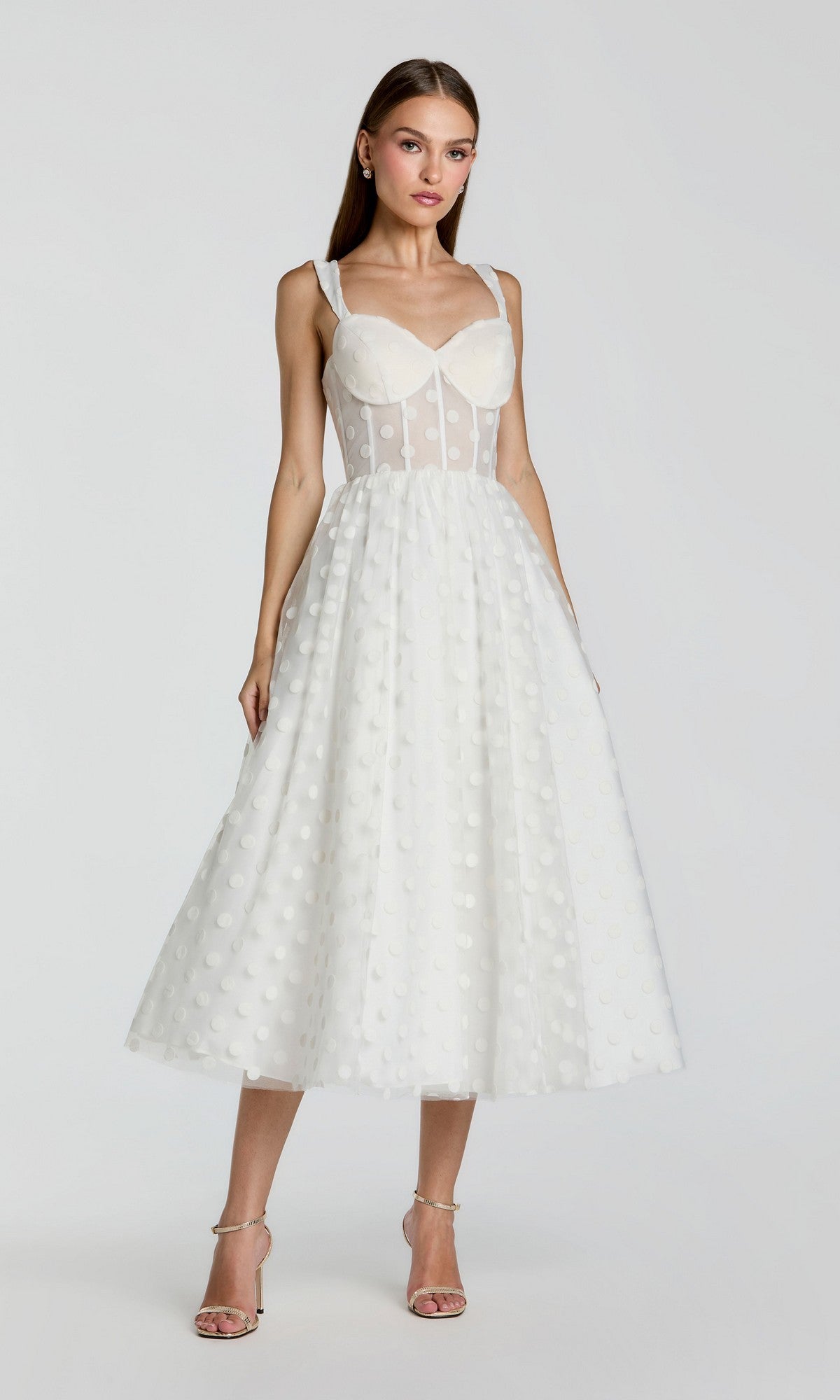 Black Polka Dot Tulle A-Line Midi Dress