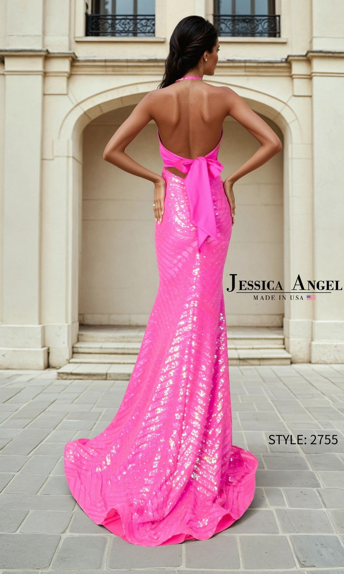 Deep V-Neck Long Halter Prom Dress with Sequins PromGirl Deep V-Neck Long Halter Prom Dress with Sequins PromGirl