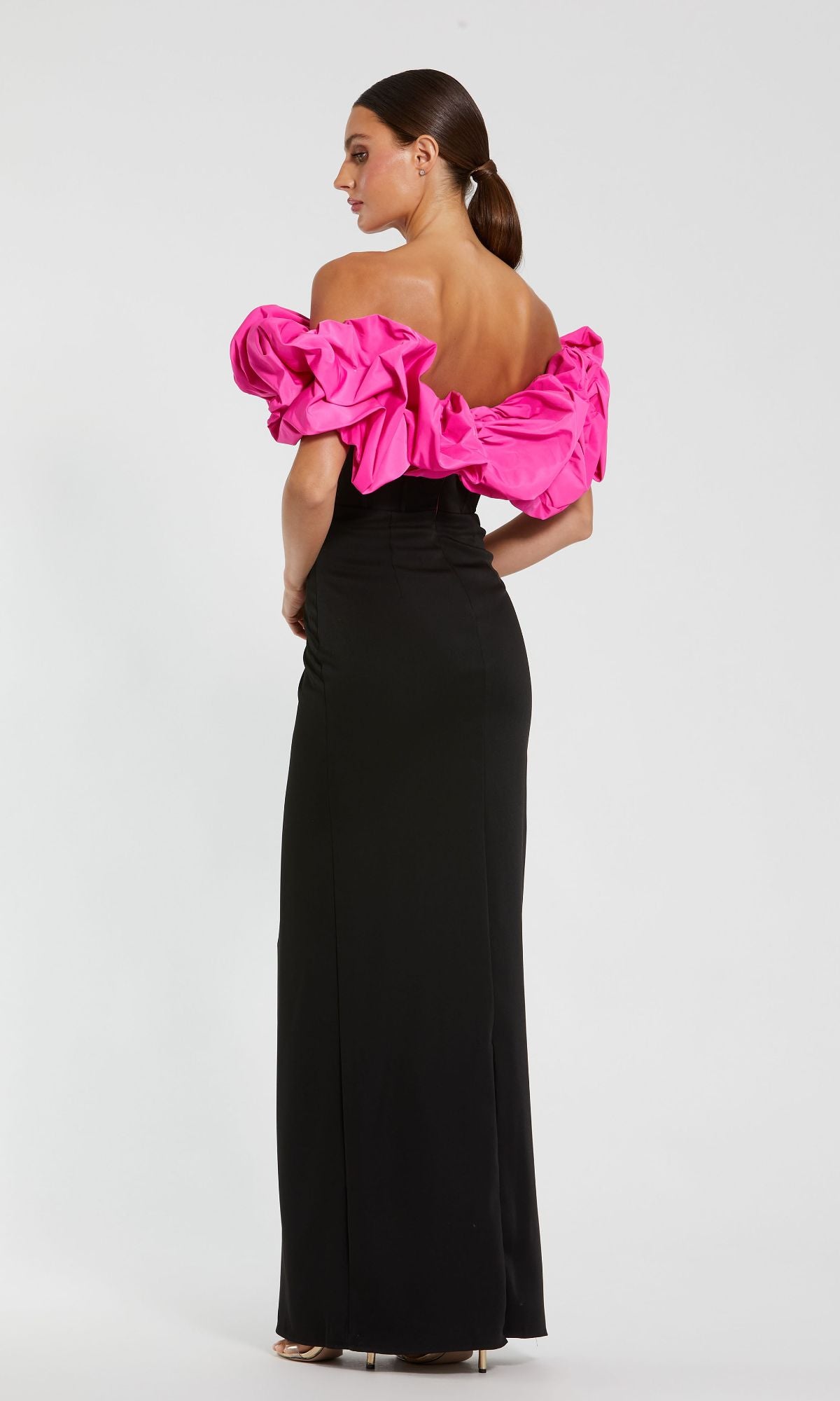 Mac Duggal - Black Crepe & Faille Off The Shoulder Gown