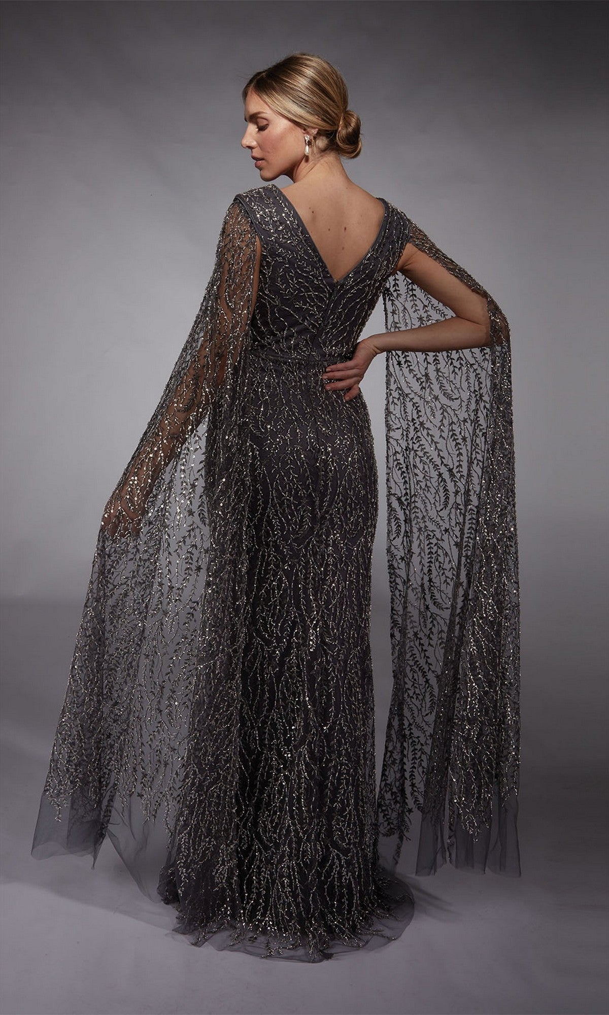 charcoal grey formal dresses Long Dress: Alyce 27725 / 16 Embellished printed silk-satin mini suited for mother Atria Signature Colors:Atlantic Blue 15OFF