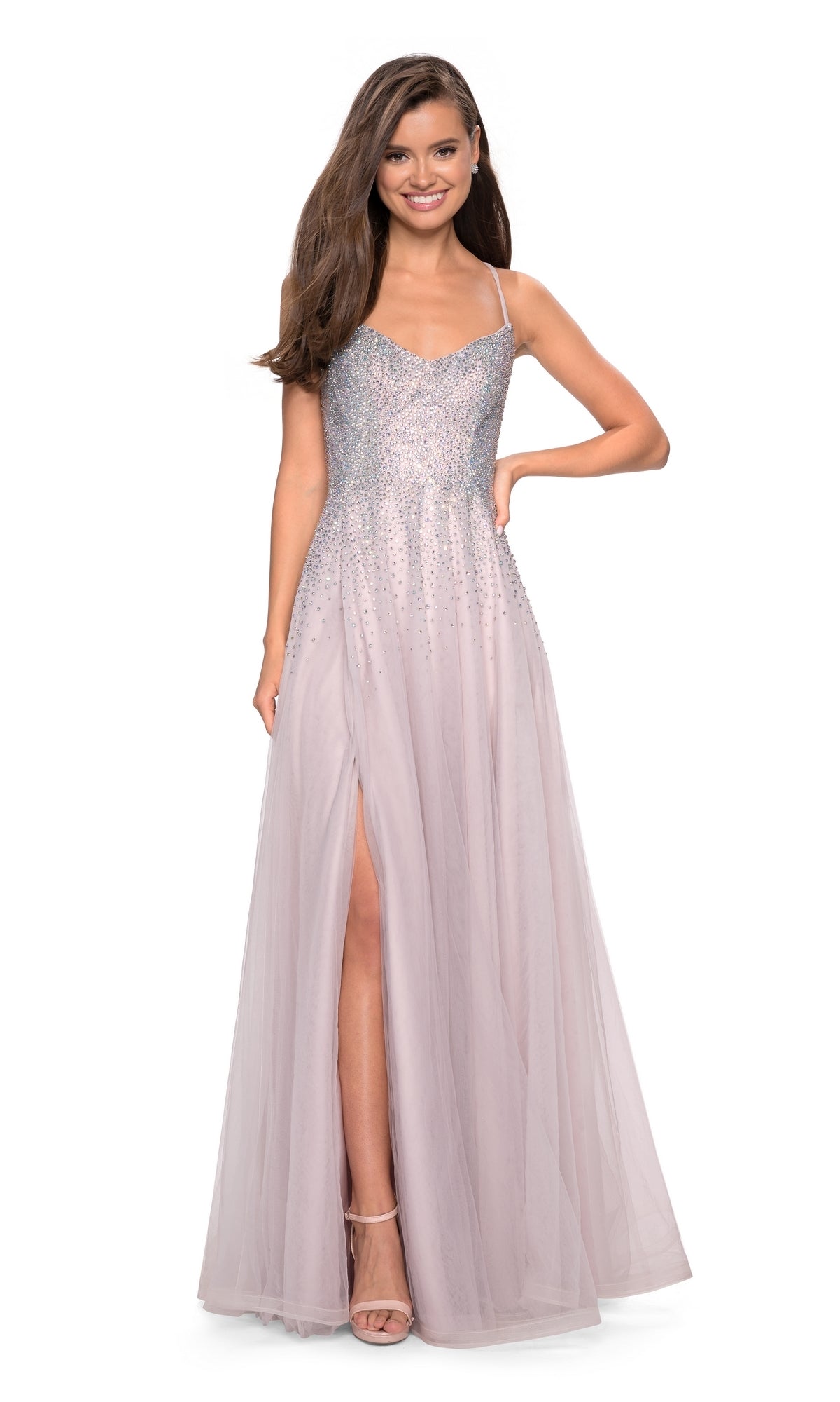 Sparkly Pastel Tulle Prom Dress: La Femme 27750