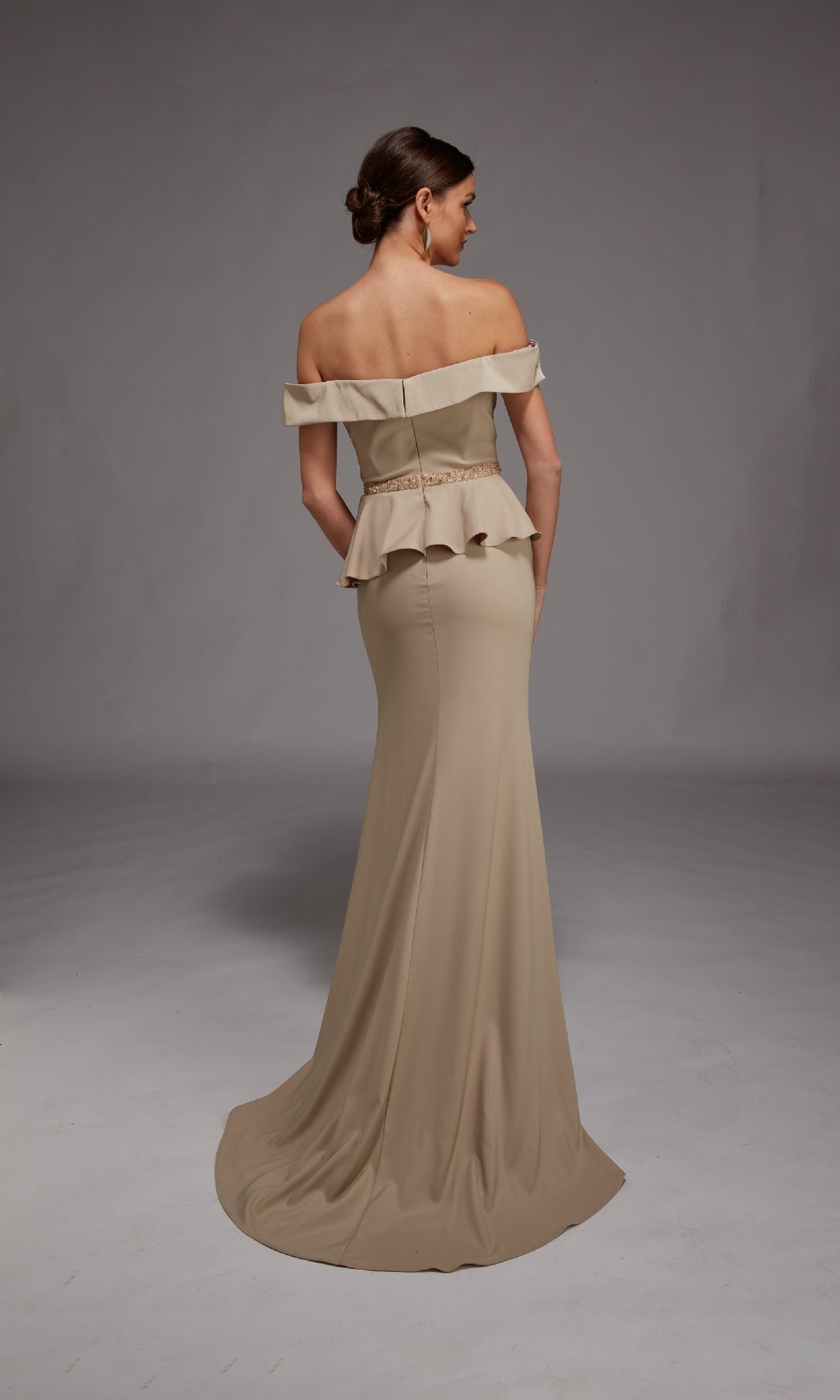 beige elegant dress Alyce 27829 Long Formal Dress Storm Cloud / 14