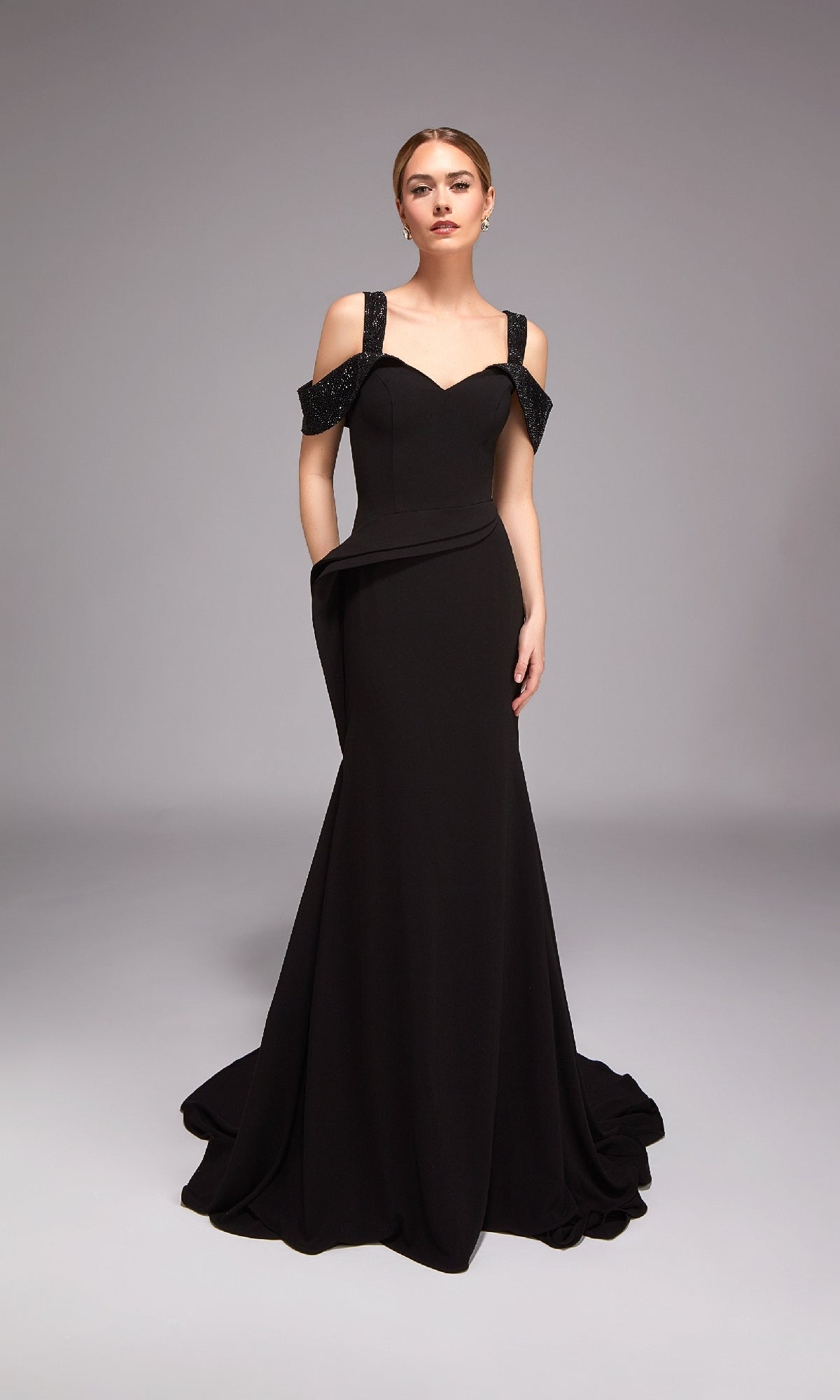 formal dress with thick straps Alyce 27878 Long Black / 6 DZ26C043 Thick straps cover the The 8 Best Shoe color:Grey Blue