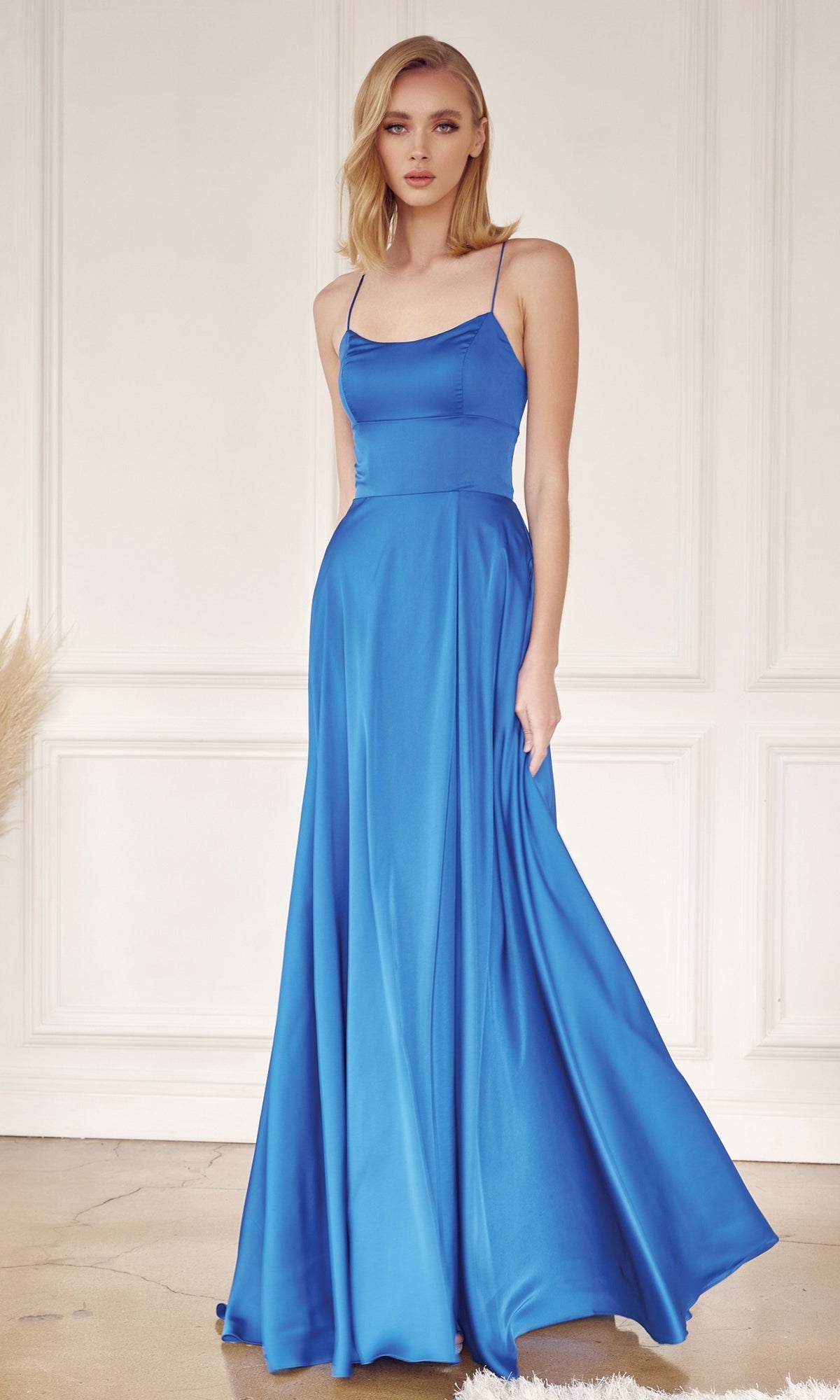 Strappy-Back Simple Long A-Line Prom Dress 278