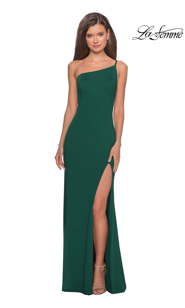 La Femme One-Shoulder Long Formal Dress 28176