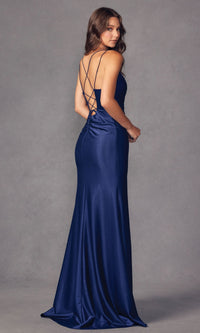 Corset-Back Simple Long Prom Dress 284