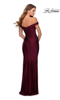 La Femme Ruched Off-Shoulder Long Prom Dress 28450