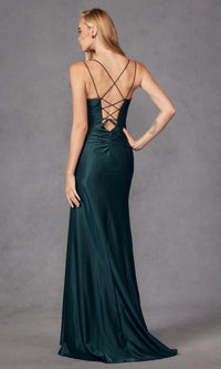 Corset-Back Simple Long Prom Dress 284