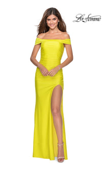 La Femme Strappy-Back Tight Long Prom Dress 28506