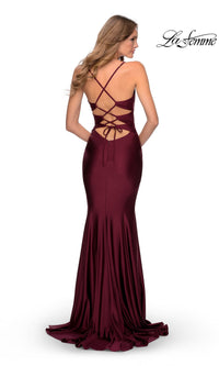 La Femme Plunging V-Neck Long Formal Dress 28574