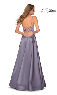 La Femme Strappy-Back Long A-Line Prom Dress 28628
