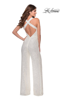 La Femme Long Sequin Prom Jumpsuit 28719