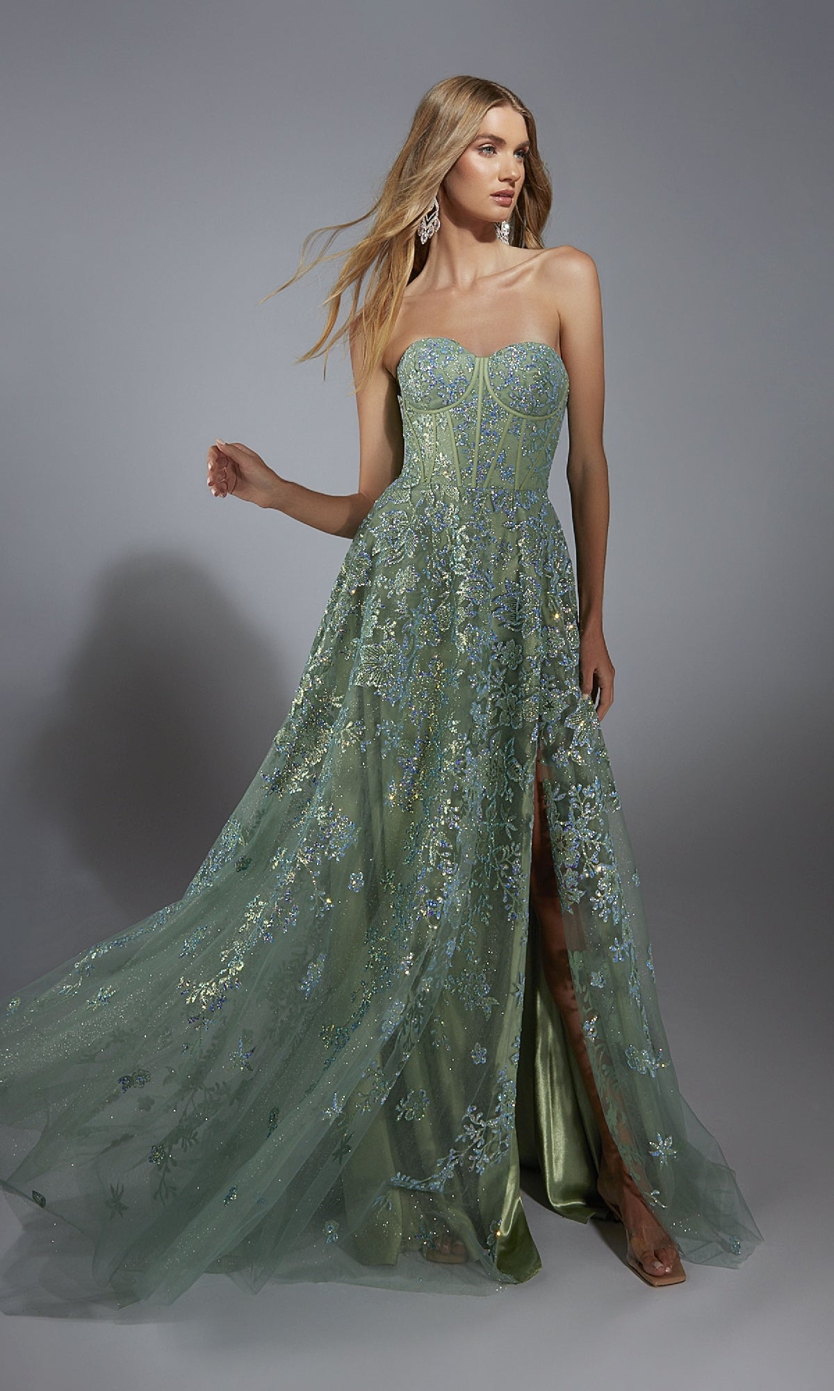 Long Green Prom Dress: Aerie Couture 288 Rosemary / 000