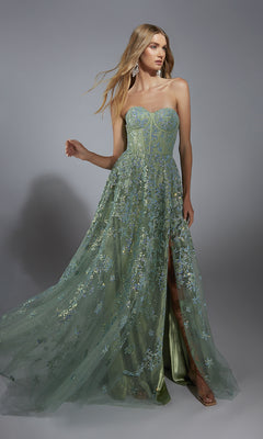 Aerie Couture 288 Dark Green Long Prom Dress Rosemary / 16