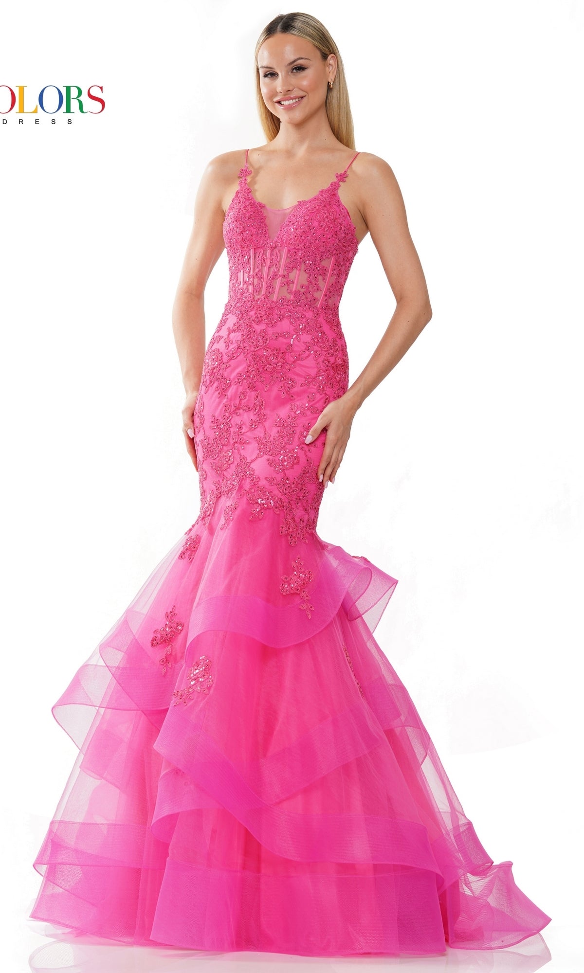 Sheer-Bodice Sexy Long Mermaid Prom Dress 2899